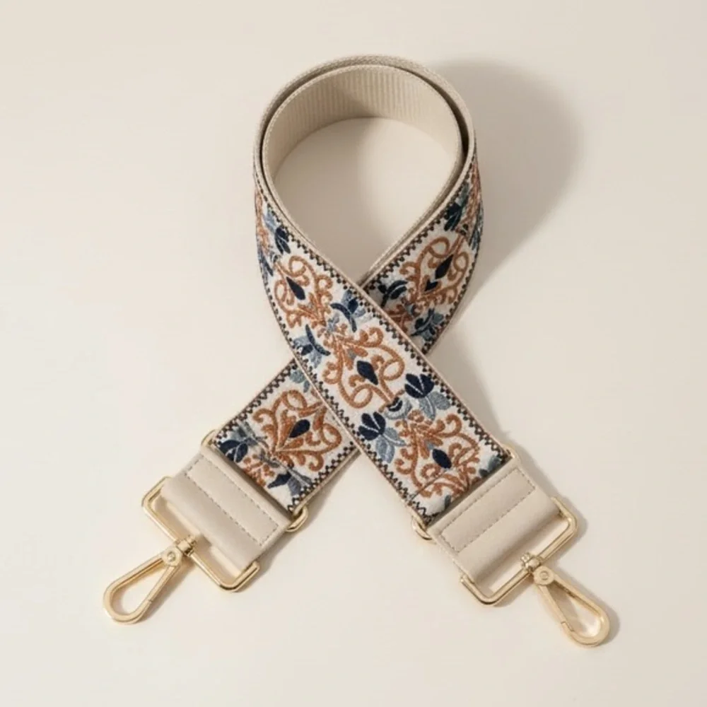 Embroidered Adjustable Shoulder Strap – 1.97” Boho Chic Crossbody Strap